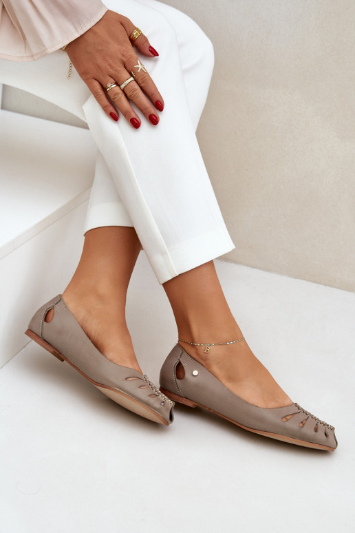 Zazoo 10009 Comfortabele ballerinas van echt leer Dames beige