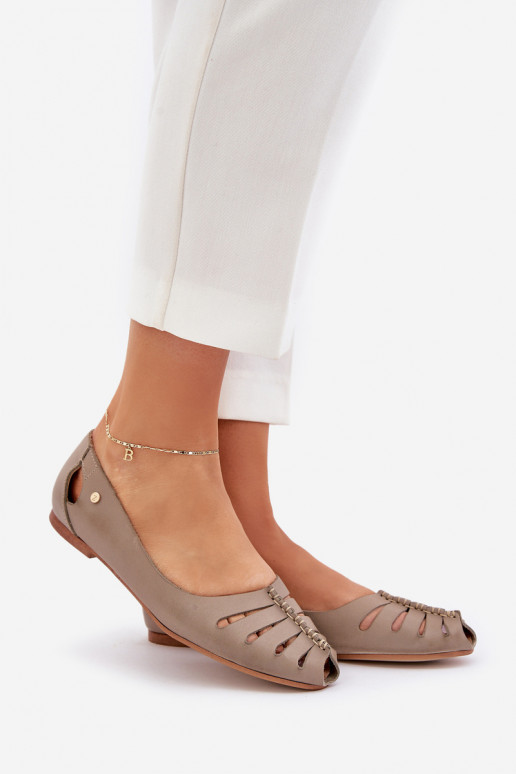 Zazoo 10009 Ballerines confortables en cuir naturel Féminin beige