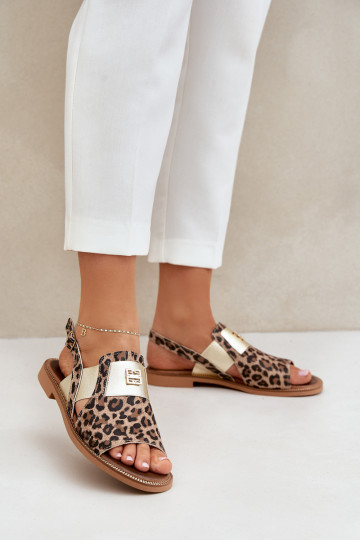 Zazoo 40385 Féminin Sandales pour femmes avec des motifs en fourrure de léopard marron