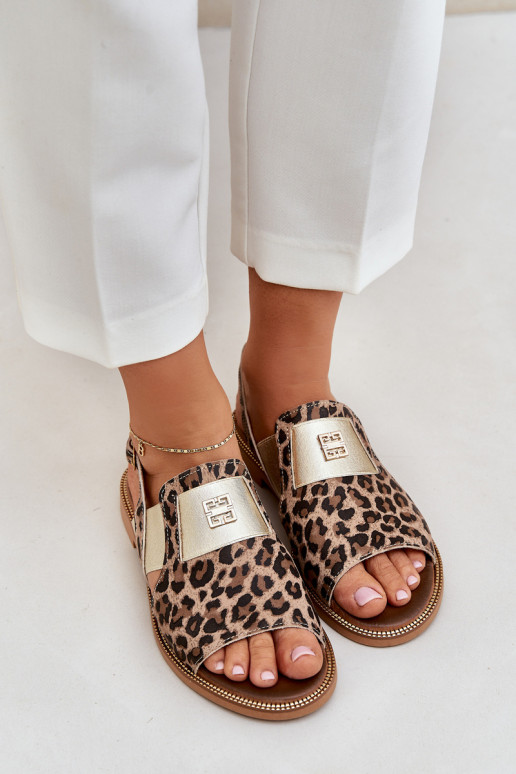 Zazoo 40385 Feminin Damensandalen mit Leopardenfellmuster braune Farbe Zazoo 40385 Feminin Damensandalen mit Leopardenfellmuster braune Farbe