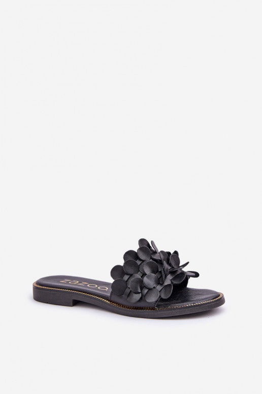 Zazoo 40381 Féminin Pantoufles en cuir avec des talons larges couleur noire Zazoo 40381 Féminin Pantoufles en cuir avec des talons larges couleur noire