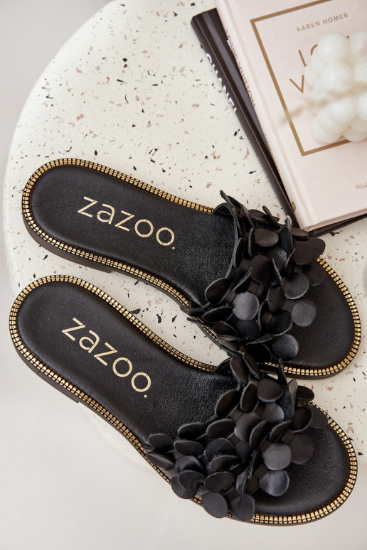 Zazoo 40381 Dames Leren pantoffels met brede hakken zInart Zazoo 40381 Dames Leren pantoffels met brede hakken zInart