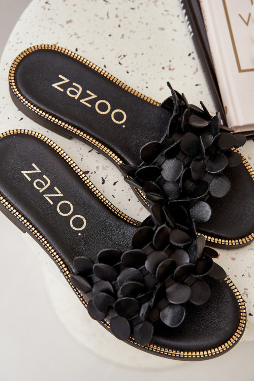 Zazoo 40381 Féminin Pantoufles en cuir avec des talons larges couleur noire Zazoo 40381 Féminin Pantoufles en cuir avec des talons larges couleur noire