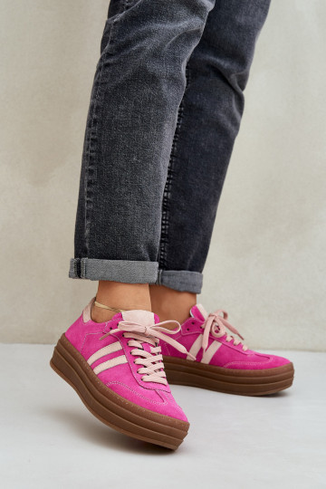 Zazoo N1068S4 Chaussures modèle baskets en daim avec une plateforme couleur rose