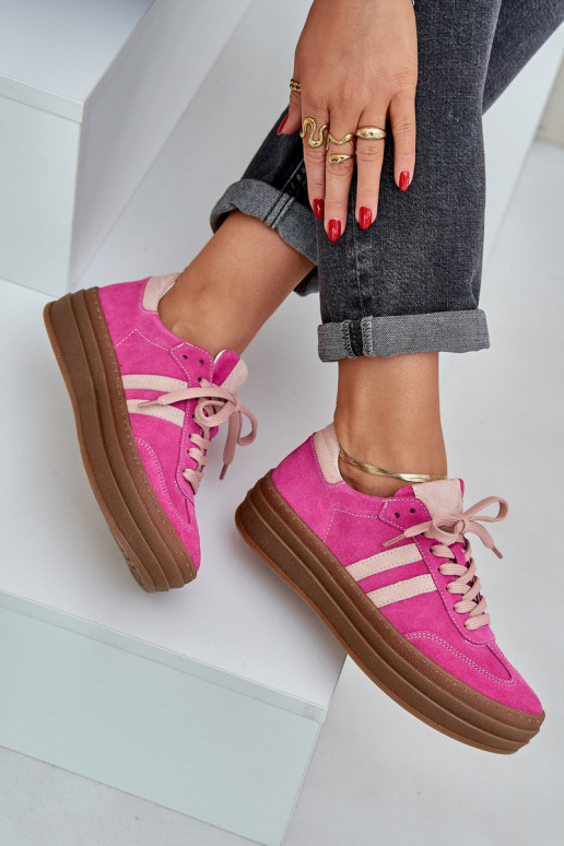 Zazoo N1068S4 Stilvollllschuhe aus INildleder-Sneakers mit einer Plattform pinke Farbe Zazoo N1068S4 Stilvollllschuhe aus INildleder-Sneakers mit einer Plattform pinke Farbe