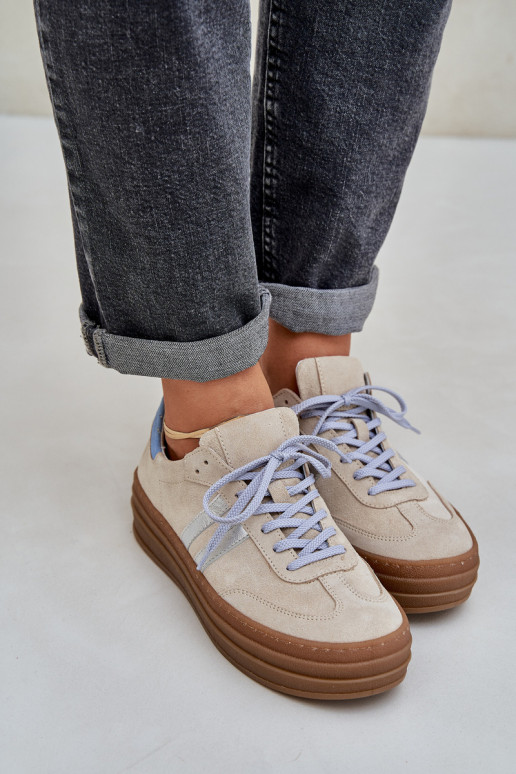 Zazoo N1068S4 Chaussures modèle baskets en daim avec une plateforme beige Zazoo N1068S4 Chaussures modèle baskets en daim avec une plateforme beige