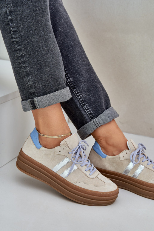 Zazoo N1068S4 Chaussures modèle baskets en daim avec une plateforme beige Zazoo N1068S4 Chaussures modèle baskets en daim avec une plateforme beige