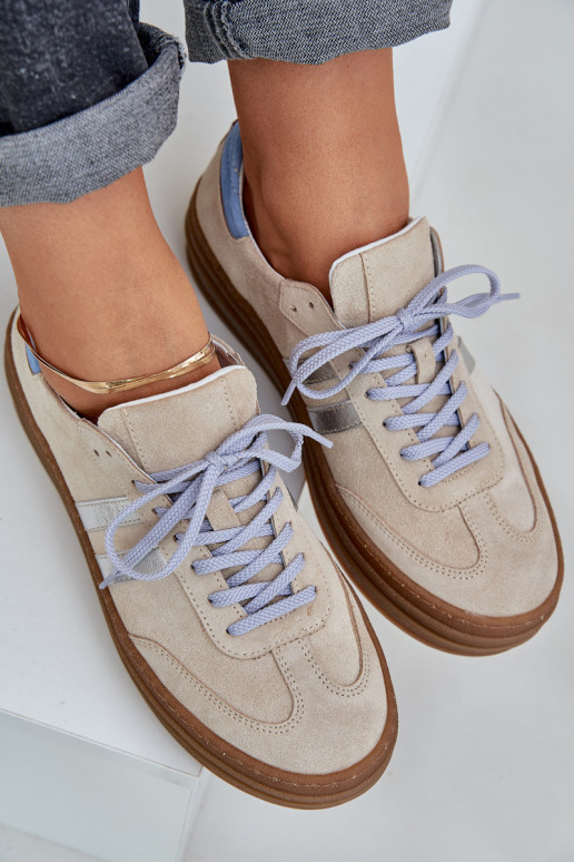 Zazoo N1068S4 Chaussures modèle baskets en daim avec une plateforme beige Zazoo N1068S4 Chaussures modèle baskets en daim avec une plateforme beige