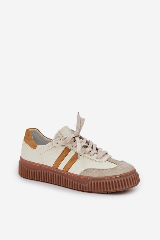 Zazoo N1068S6 Peau Faible Chaussures modèle baskets Féminin avec une plateforme beige Zazoo N1068S6 Peau Faible Chaussures modèle baskets Féminin avec une plateforme beige