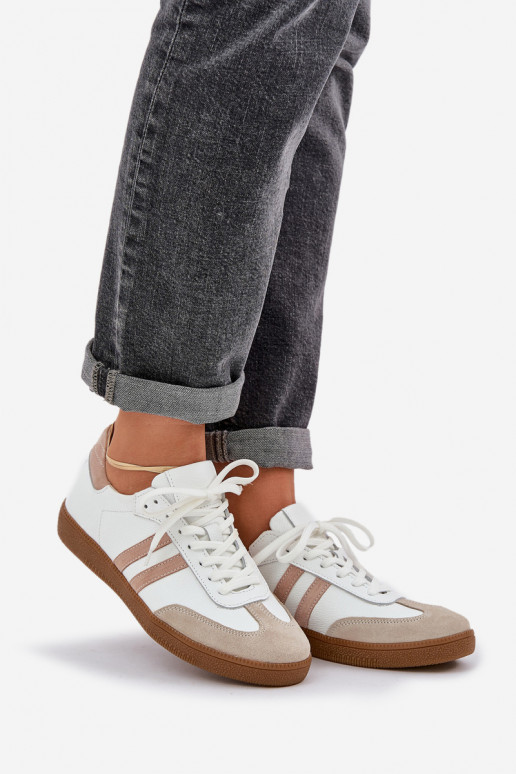 Zazoo N1068 Leer Laag Sneakers model schoenen Dames beige Zazoo N1068 Leer Laag Sneakers model schoenen Dames beige