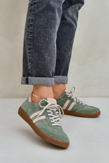 Zazoo N1068 en daim Faible Chaussures modèle baskets Féminin couleur verte