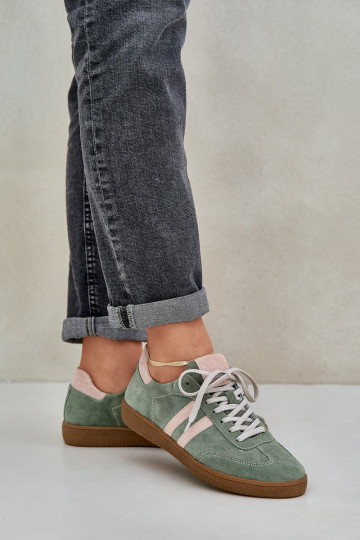 Chaussures de sport en cuir suédé pour femmes Zazoo N1068 couleur verte 2
