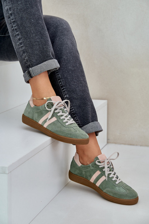 Zazoo N1068 en daim Faible Chaussures modèle baskets Féminin couleur verte Zazoo N1068 en daim Faible Chaussures modèle baskets Féminin couleur verte