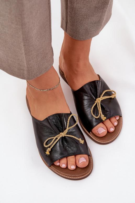 Leer gelijk aan Elegante stijl Slippers met linten LeInski 3572 zInart Leer gelijk aan Elegante stijl Slippers met linten LeInski 3572 zInart