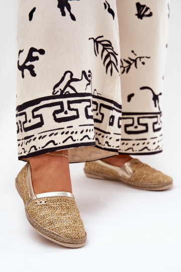 Style élégant Espadrilles en cuir Avec tresse Zazoo 10178 beige-couleur dorée 2