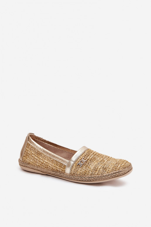Style élégant Espadrilles en cuir Avec tresse Zazoo 10178 beige-couleur dorée Style élégant Espadrilles en cuir Avec tresse Zazoo 10178 beige-couleur dorée