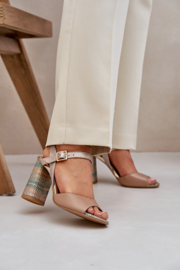 Haut Eleganter Stil Sandalen mit Absätzen Laura Messi 2136 Beige
