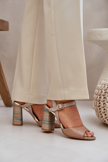 Haut Eleganter Stil Sandalen mit Absätzen Laura Messi 2136 Beige 2