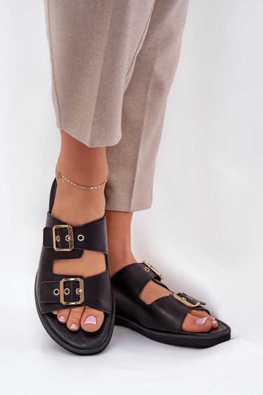 Peau isocèle Chaussons avec boucles Zazoo 3020 couleur noire Peau isocèle Chaussons avec boucles Zazoo 3020 couleur noire