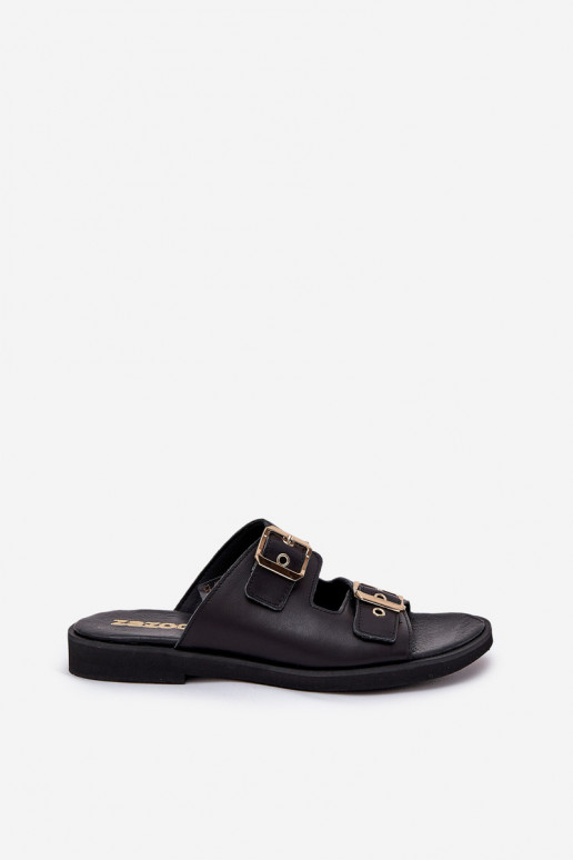 Peau isocèle Chaussons avec boucles Zazoo 3020 couleur noire Peau isocèle Chaussons avec boucles Zazoo 3020 couleur noire