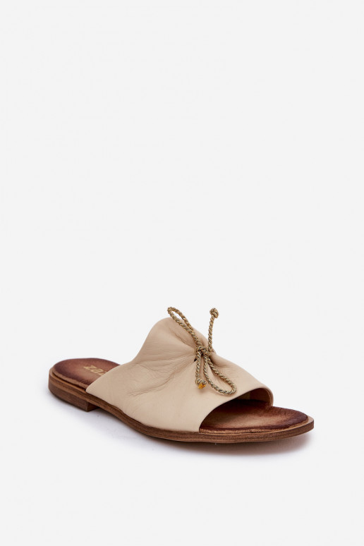 Zazoo 2659 Leren pantoffels Dames beige Zazoo 2659 Leren pantoffels Dames beige