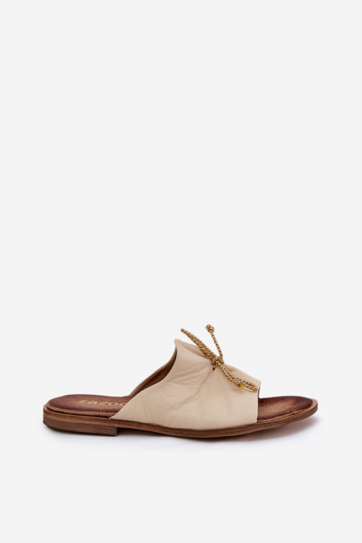 Zazoo 2659 Leren pantoffels Dames beige Zazoo 2659 Leren pantoffels Dames beige