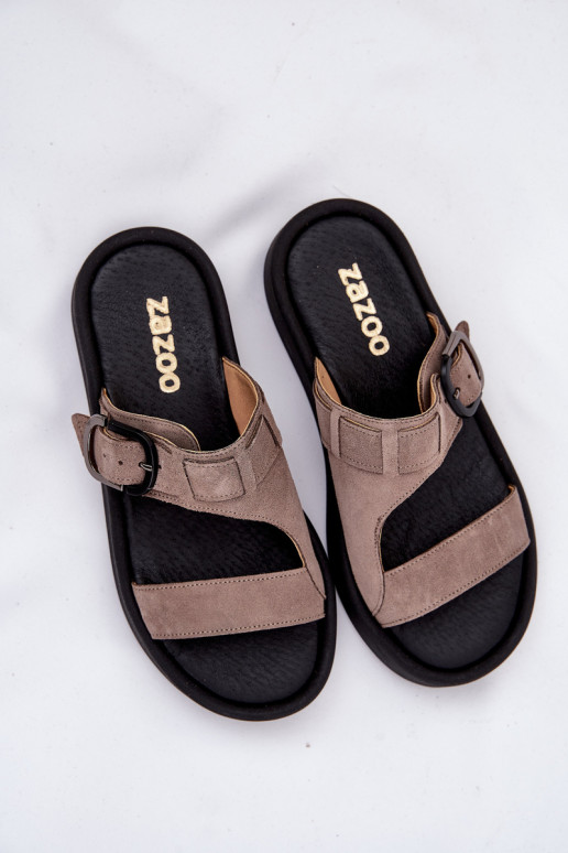 Chaussons femme en daim avec une plateforme Zazoo 3024 marron Chaussons femme en daim avec une plateforme Zazoo 3024 marron