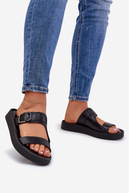 Lederhausschuhe Feminin mit einer Plattform Zazoo 3024 schZuarze Farbe Lederhausschuhe Feminin mit einer Plattform Zazoo 3024 schZuarze Farbe