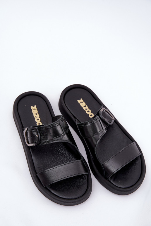 Lederhausschuhe Feminin mit einer Plattform Zazoo 3024 schZuarze Farbe Lederhausschuhe Feminin mit einer Plattform Zazoo 3024 schZuarze Farbe