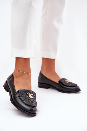 Laura Messi 2927 leren mocassins met gouden details in zwart