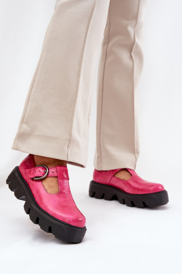 met lakeffect Leer schoenen met gespen Zazoo 20183 roze