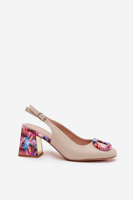 Peau Sandales à talons hauts pour femme D&A CR51-002 beige Peau Sandales à talons hauts pour femme D&A CR51-002 beige