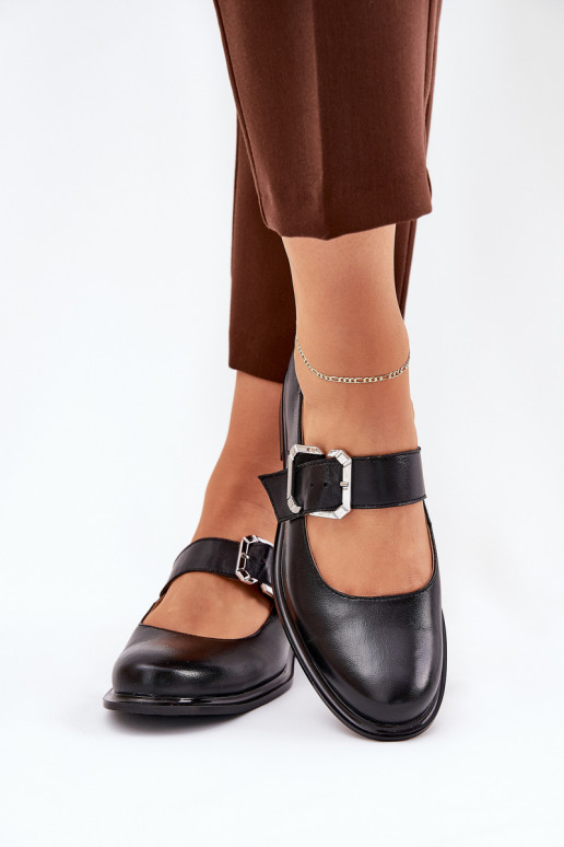 Haut Schuhe Feminin mit Schnallen Laura Messi 2980 schZuarze Farbe