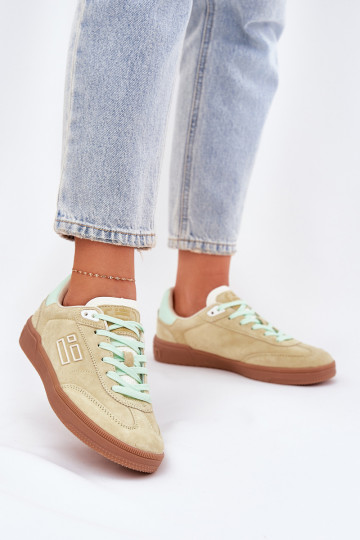 van suède sportschoenen Sneakers model schoenen Dames D.Franklin DFSH387005 Limoen 2