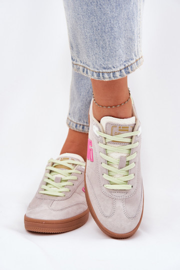 Baskets en daim pour femmes "Sneakers" D.Franklin DFSH387005 couleur blanc clair 2