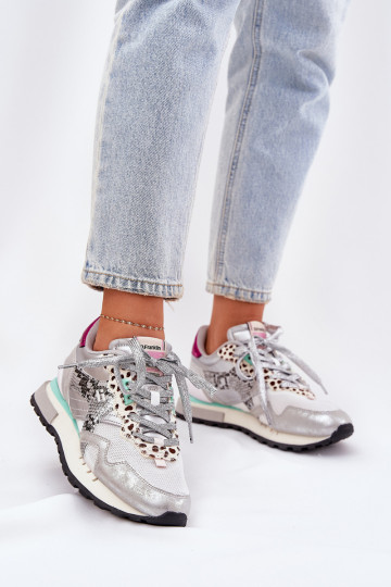 Sneakers model schoenen sportschoenen Dames D.Franklin DFSH378006 zilvere kleur 2