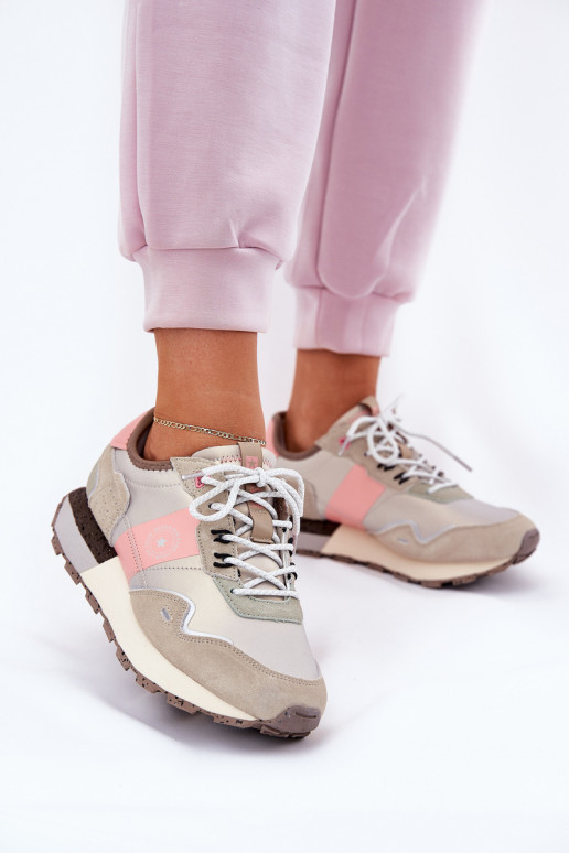 van suède Sneakers model schoenen Dames Big Star RR274243 HI-POLY SYSTEM grijs-roze van suède Sneakers model schoenen Dames Big Star RR274243 HI-POLY SYSTEM grijs-roze