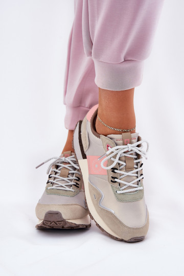 van suède Sneakers model schoenen Dames Big Star RR274243 HI-POLY SYSTEM grijs-roze 2