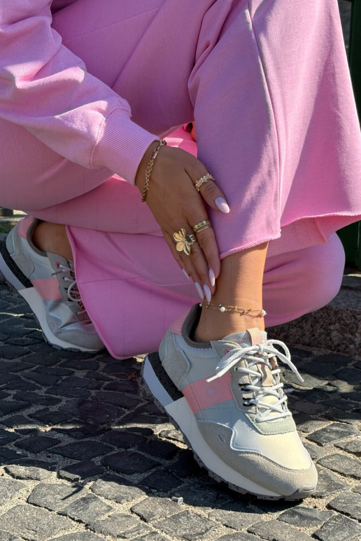 van suède Sneakers model schoenen Dames Big Star RR274243 HI-POLY SYSTEM grijs-roze van suède Sneakers model schoenen Dames Big Star RR274243 HI-POLY SYSTEM grijs-roze