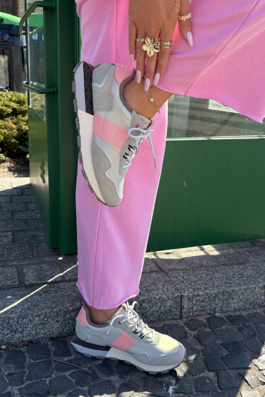 van suède Sneakers model schoenen Dames Big Star RR274243 HI-POLY SYSTEM grijs-roze van suède Sneakers model schoenen Dames Big Star RR274243 HI-POLY SYSTEM grijs-roze