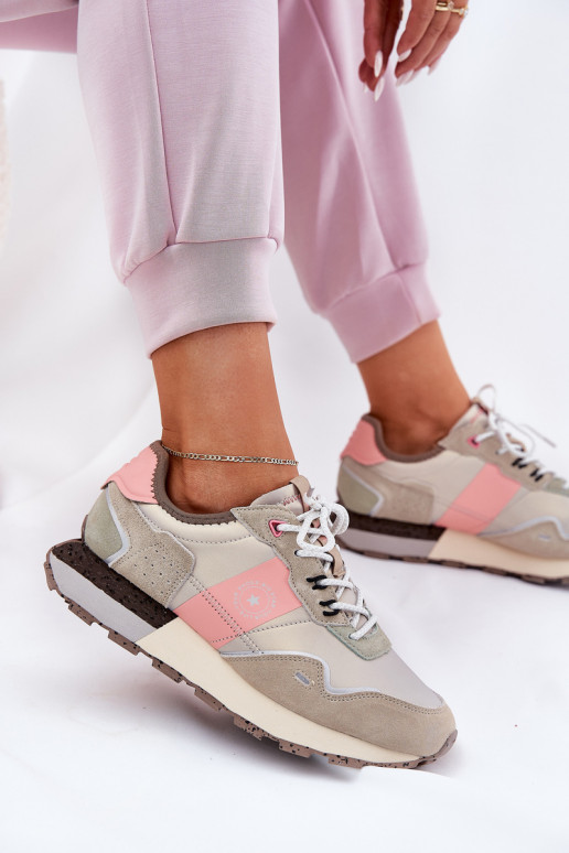 van suède Sneakers model schoenen Dames Big Star RR274243 HI-POLY SYSTEM grijs-roze van suède Sneakers model schoenen Dames Big Star RR274243 HI-POLY SYSTEM grijs-roze