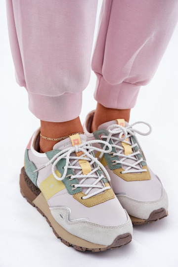 van suède Sneakers model schoenen Dames Big Star RR274244 HI-POLY SYSTEM grijs-geel