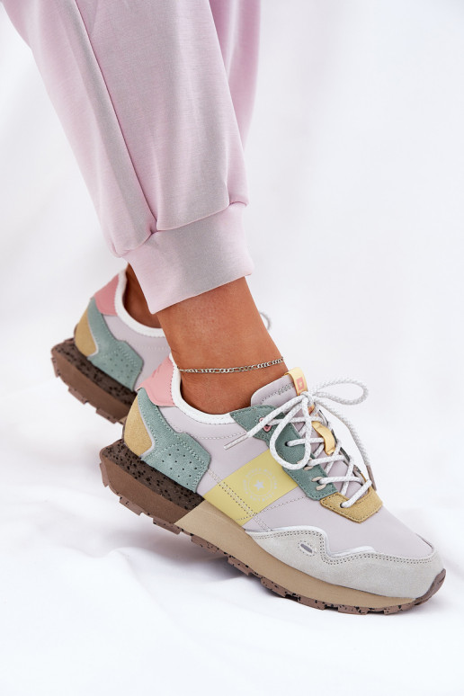 van suède Sneakers model schoenen Dames Big Star RR274244 HI-POLY SYSTEM grijs-geel van suède Sneakers model schoenen Dames Big Star RR274244 HI-POLY SYSTEM grijs-geel