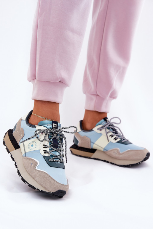 van suède Sneakers model schoenen Dames Big Star RR274245 HI-POLY SYSTEM grijs-blauIn van suède Sneakers model schoenen Dames Big Star RR274245 HI-POLY SYSTEM grijs-blauIn