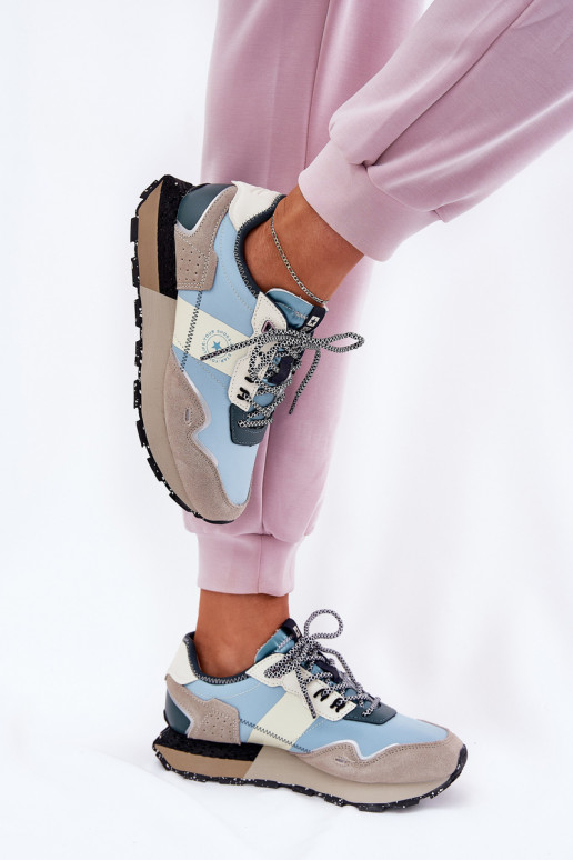 van suède Sneakers model schoenen Dames Big Star RR274245 HI-POLY SYSTEM grijs-blauIn van suède Sneakers model schoenen Dames Big Star RR274245 HI-POLY SYSTEM grijs-blauIn