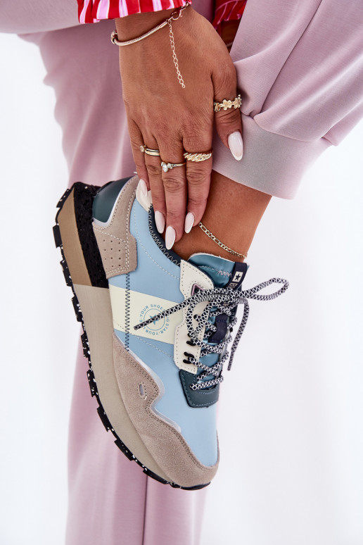 van suède Sneakers model schoenen Dames Big Star RR274245 HI-POLY SYSTEM grijs-blauIn van suède Sneakers model schoenen Dames Big Star RR274245 HI-POLY SYSTEM grijs-blauIn