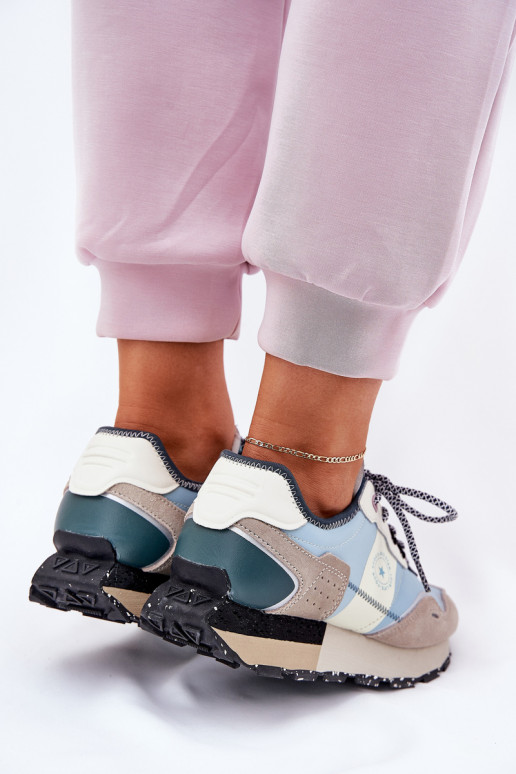 van suède Sneakers model schoenen Dames Big Star RR274245 HI-POLY SYSTEM grijs-blauIn van suède Sneakers model schoenen Dames Big Star RR274245 HI-POLY SYSTEM grijs-blauIn