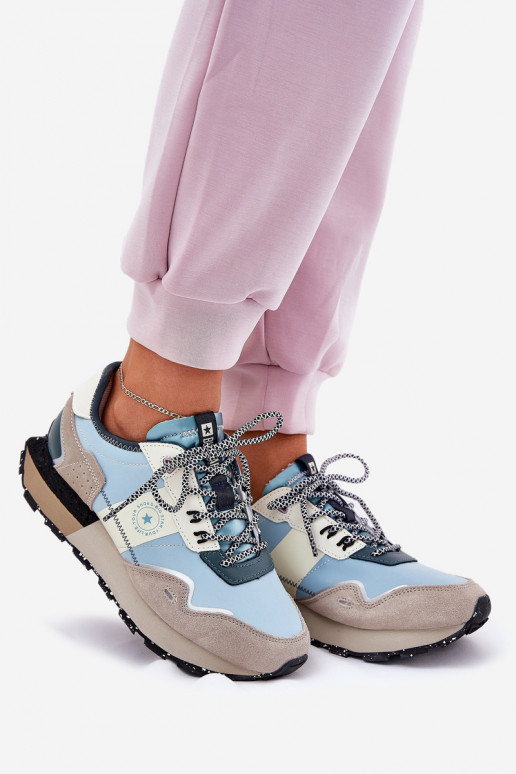 van suède Sneakers model schoenen Dames Big Star RR274245 HI-POLY SYSTEM grijs-blauIn van suède Sneakers model schoenen Dames Big Star RR274245 HI-POLY SYSTEM grijs-blauIn