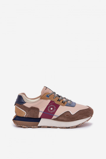 Zomšinie sportschoenen heren met platform Big Star RR174475 Hi-Poly System zandkleurig 2