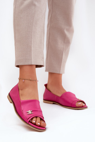 Leren elegante ballerina's met open tenen Zazoo 1865 roze